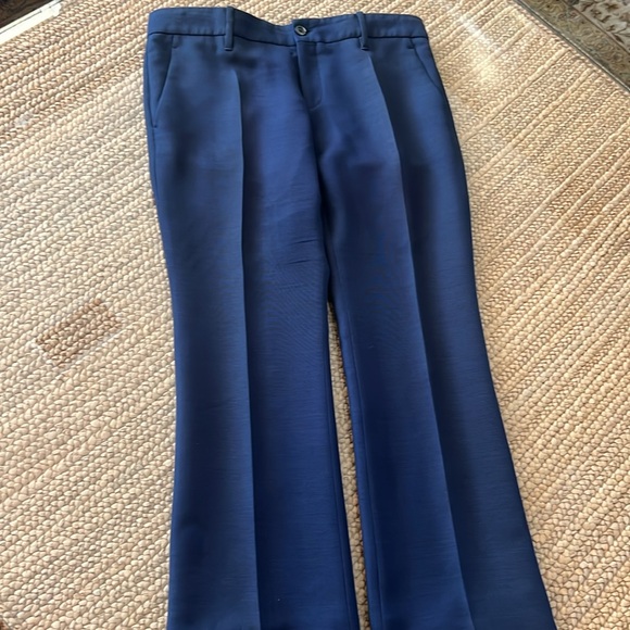 Gucci Luxe Womens Blue Silk/Wool Pant Trouser Sz 42 - Picture 2 of 12